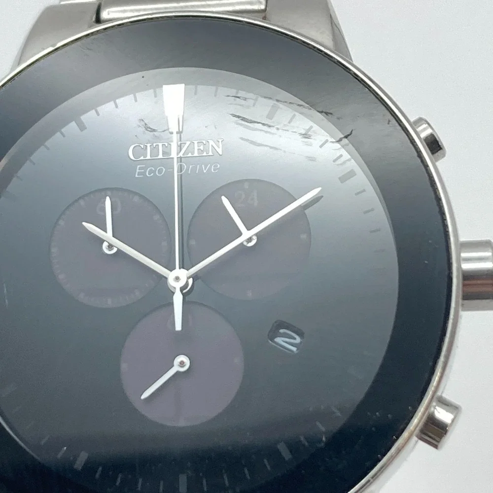Citizen Eco-Drive Axiom Chronograph Watch Men 38mm Black Date H504-S086906 7.25